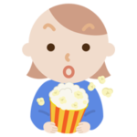 映画を見る若い女性のイラスト2