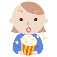 映画を見る若い女性のイラスト2