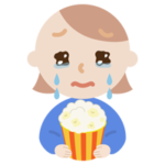 映画を見る若い女性のイラスト3