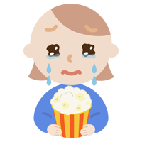 映画を見る若い女性のイラスト3