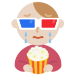 3Dメガネをかけて映画を見る若い男性のイラスト3
