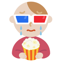 3Dメガネをかけて映画を見る若い男性のイラスト3