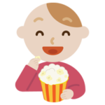 映画を見る若い男性のイラスト1