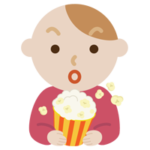 映画を見る若い男性のイラスト2