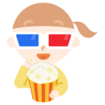 3Dメガネをかけて映画を見る女の子のイラスト1