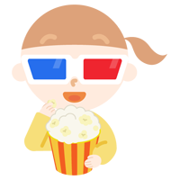 3Dメガネをかけて映画を見る女の子のイラスト1