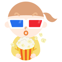 3Dメガネをかけて映画を見る女の子のイラスト2