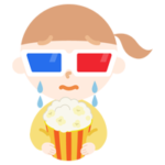 3Dメガネをかけて映画を見る女の子のイラスト3