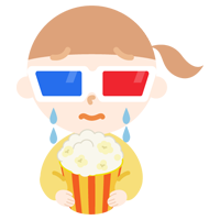 3Dメガネをかけて映画を見る女の子のイラスト3