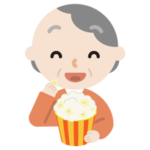 映画を見る高齢者の女性のイラスト1
