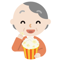 映画を見る高齢者の女性のイラスト1