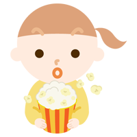 3Dメガネをかけて映画を見る女の子のイラスト2