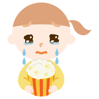 映画を見る若い女性のイラスト3