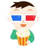 3Dメガネをかけて映画を見る男の子のイラスト1