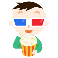 3Dメガネをかけて映画を見る男の子のイラスト1