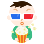 3Dメガネをかけて映画を見る男の子のイラスト2