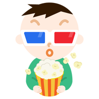 3Dメガネをかけて映画を見る男の子のイラスト2