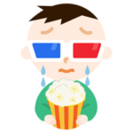 3Dメガネをかけて映画を見る男の子のイラスト3