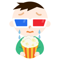 3Dメガネをかけて映画を見る男の子のイラスト3