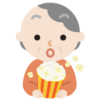 映画を見る高齢者の女性のイラスト2