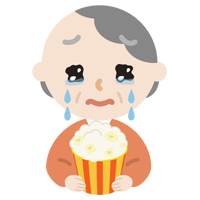 映画を見る高齢者の女性のイラスト3