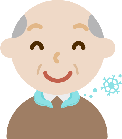 クールリングで涼む高齢者の男性のイラスト