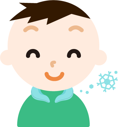 クールリングで涼む男の子のイラスト