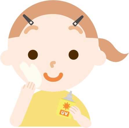 日焼け止めを塗る女の子のイラスト