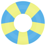 浮き輪のイラスト（青）