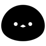 シマエナガのアイコンのイラスト（黒）