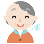 クールリングで涼む高齢者の女性のイラスト