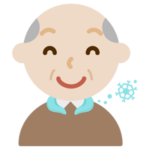 クールリングで涼む高齢者の男性のイラスト