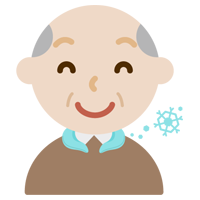 クールリングで涼む高齢者の男性のイラスト