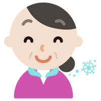 クールリングで涼む中年の女性のイラスト