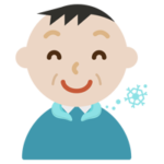 クールリングで涼む中年の男性のイラスト