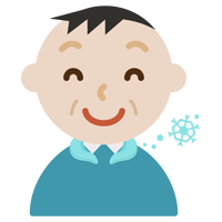 クールリングで涼む中年の男性のイラスト