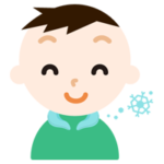 クールリングで涼む男の子のイラスト