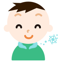 クールリングで涼む男の子のイラスト