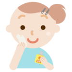 日焼け止めを塗る若い女性のイラスト