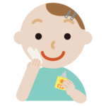 日焼け止めを塗る若い男性のイラスト