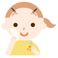日焼け止めを塗る女の子のイラスト