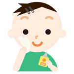 日焼け止めを塗る男子の子のイラスト
