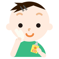 日焼け止めを塗る男子の子のイラスト