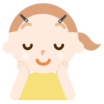 頬に手を当てる女の子のイラスト