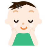 頬に手を当てる男子の子のイラスト