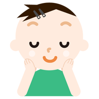 頬に手を当てる男子の子のイラスト