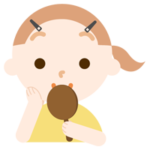 鏡を見る女の子のイラスト
