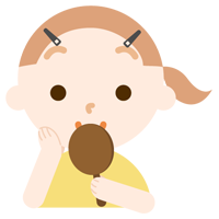鏡を見る女の子のイラスト