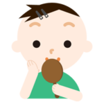 鏡を見る男の子のイラスト