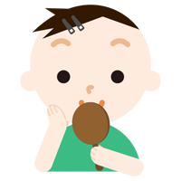鏡を見る男の子のイラスト